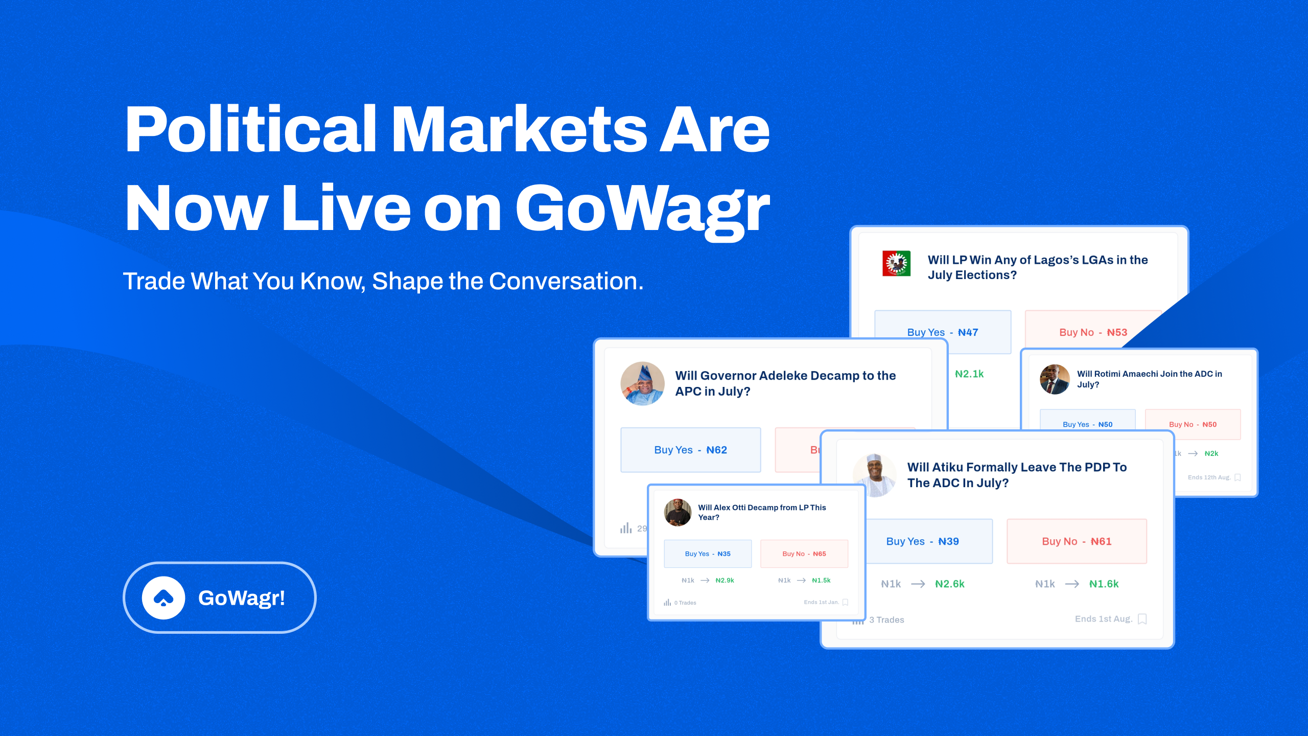 Political Markets Are Now Live on GoWagr: Trade What You Know, Shape the Conversation.