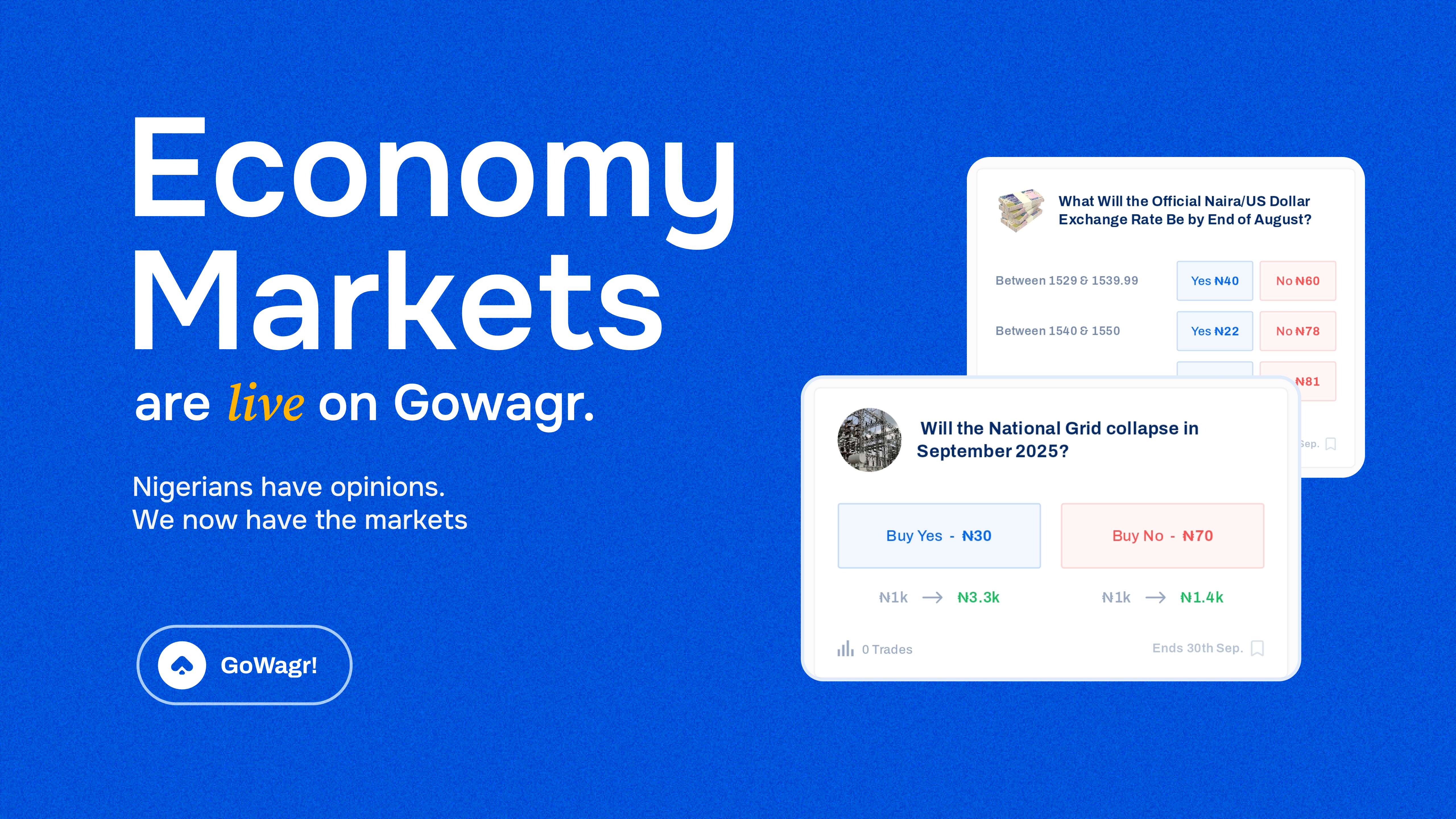 Economy Markets are Live on GoWagr